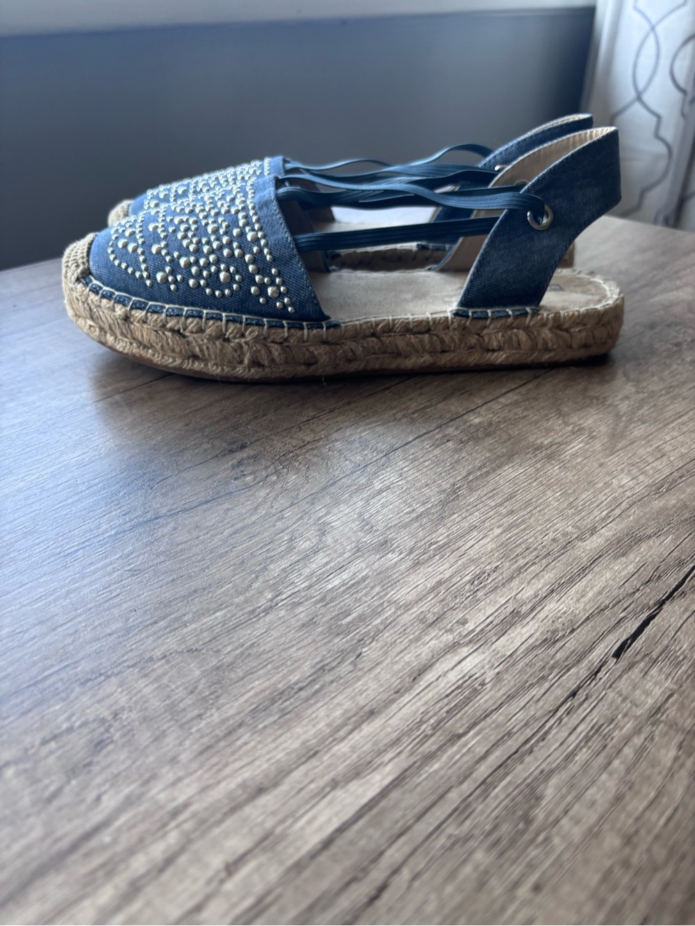 White Mountain Denim Blue Studded Espadrille Sandals - Women